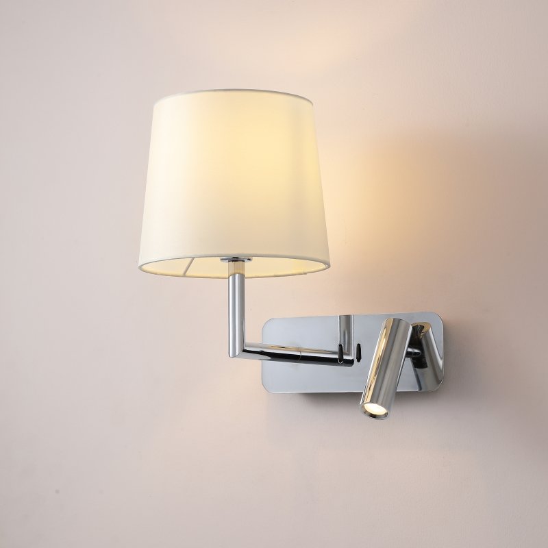 Nordic modern bedroom hotel fabric shade E14 led reading light bedside wall light for hotel