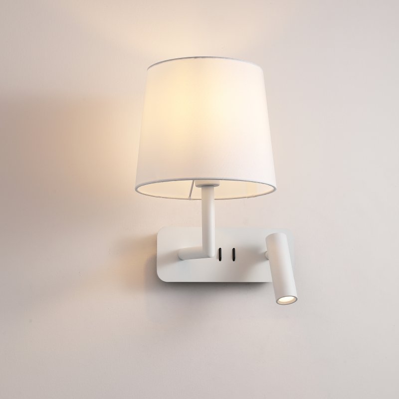 Nordic modern bedroom hotel fabric shade E14 led reading light bedside wall light for hotel