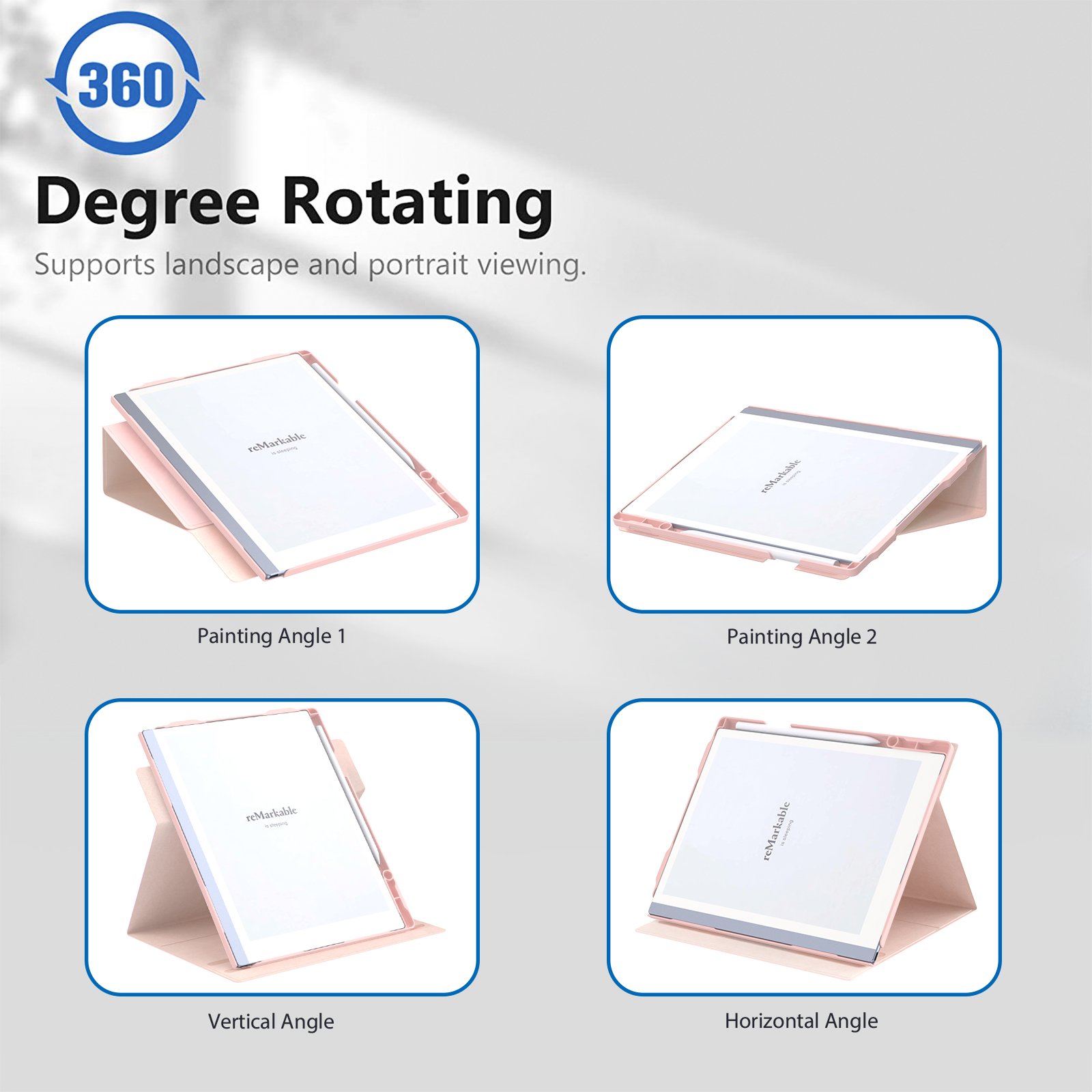 NET-CASE Case for Remarkable 2 Paper Tablet- Multi-Viewing Adjustable Folding Book Folio Cover - with Built-in Pen Holder