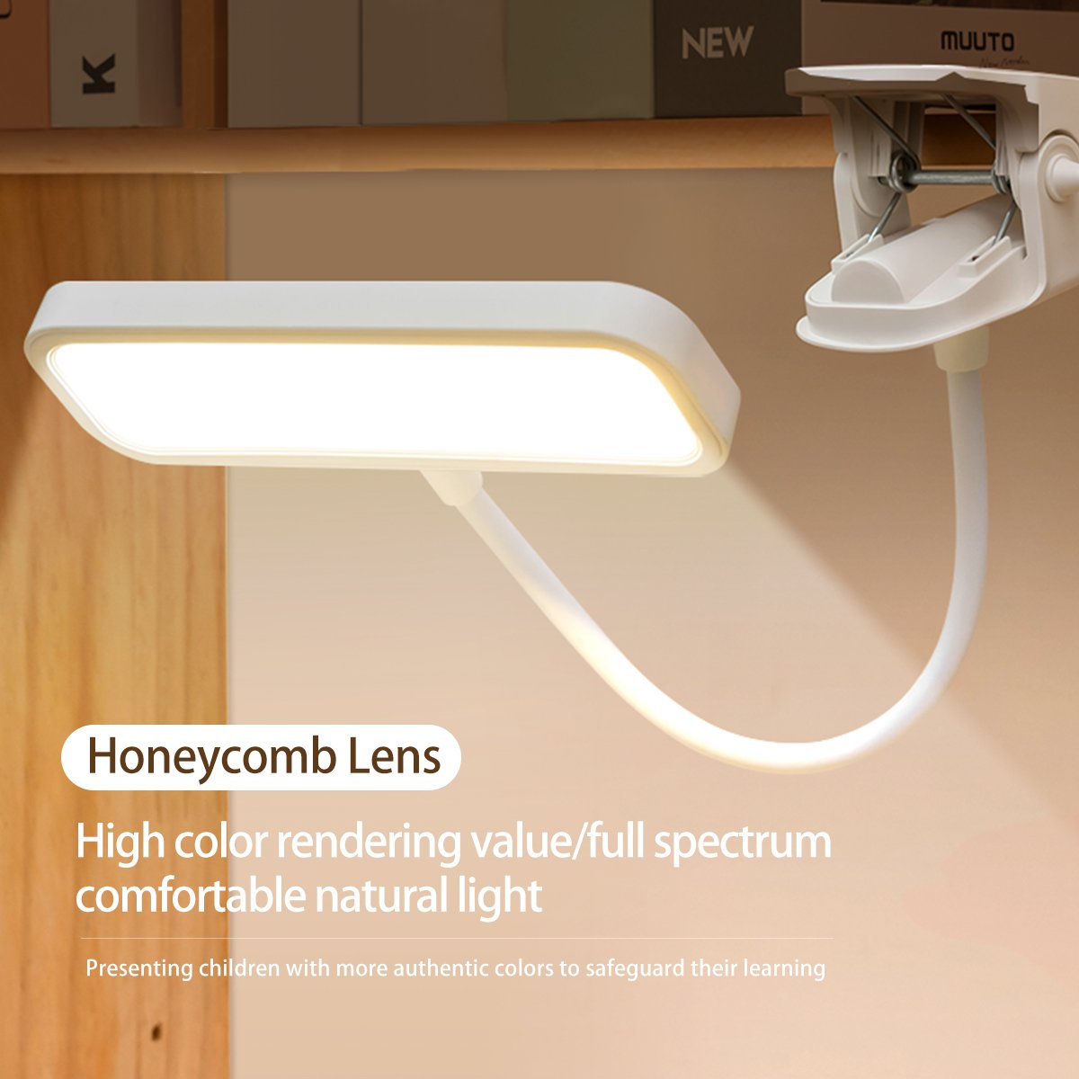 Rechargeable Clip Clamp Led Desk Lamp 3 Level Brightness Stepless Dinmming Table Light Clip On Table Edge Bed Edge Table Lamp