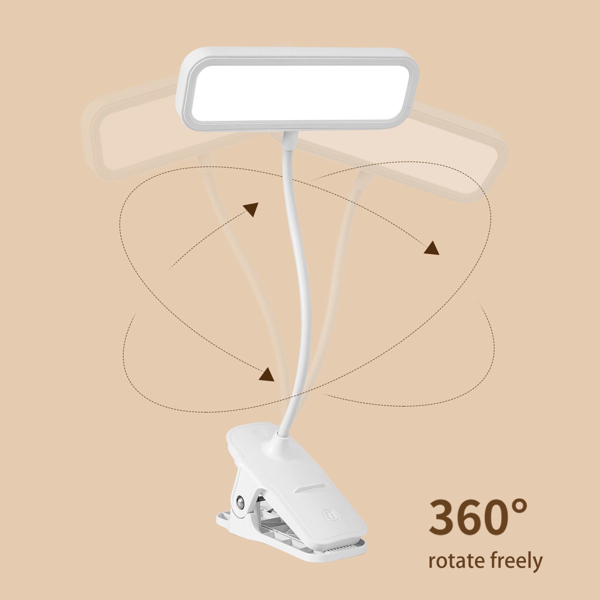 Rechargeable Clip Clamp Led Desk Lamp 3 Level Brightness Stepless Dinmming Table Light Clip On Table Edge Bed Edge Table Lamp