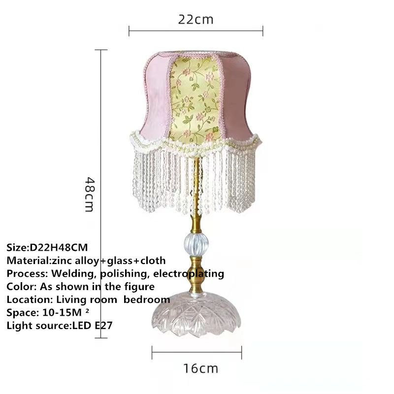 French Table Lamp American Retro Living Room Bedroom Villa European Pastoral Creative Tassels Desk Light