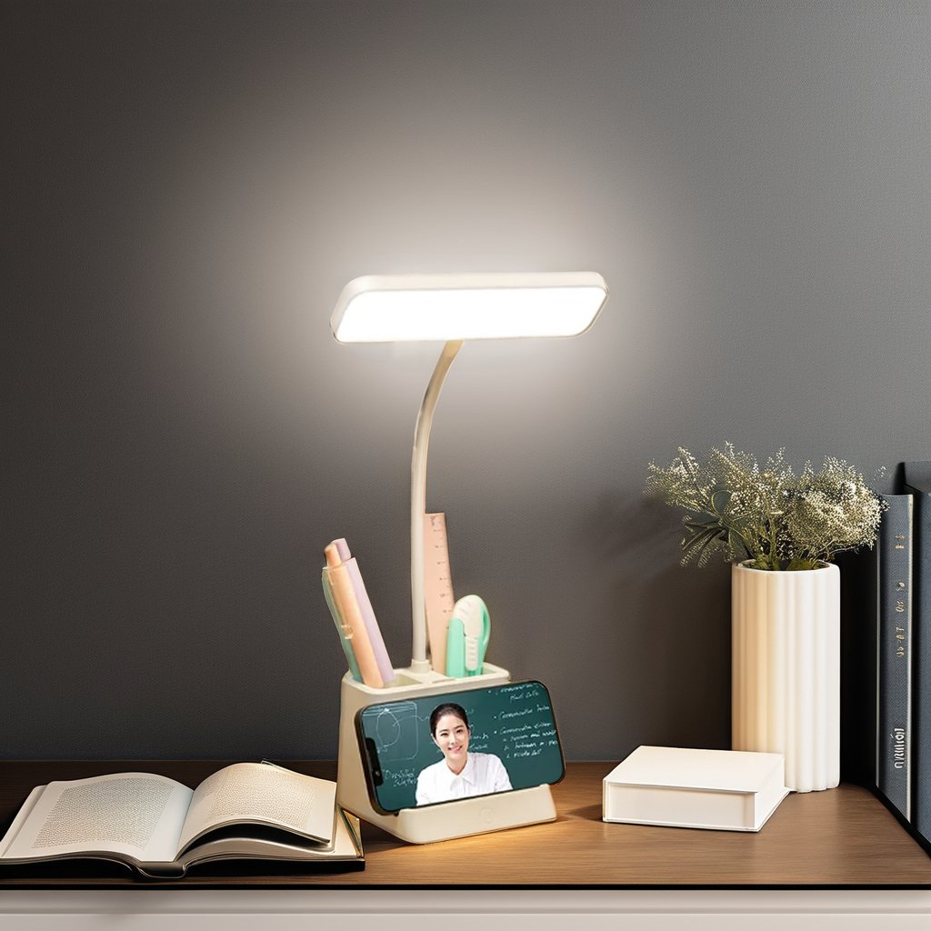 Adjustable USB Charging LED Reading Lamp for Kids Rechargeable Book Light in White for Studying and Learning