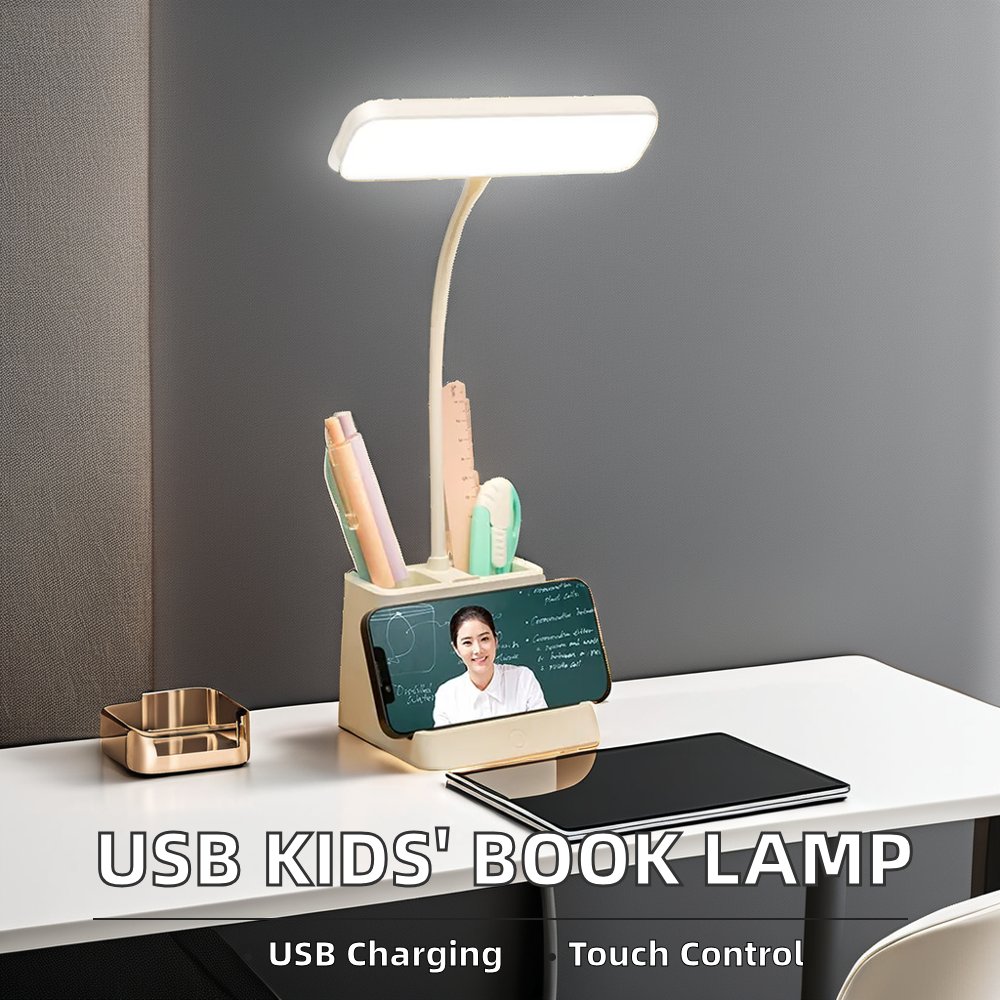 Adjustable USB Charging LED Reading Lamp for Kids Rechargeable Book Light in White for Studying and Learning
