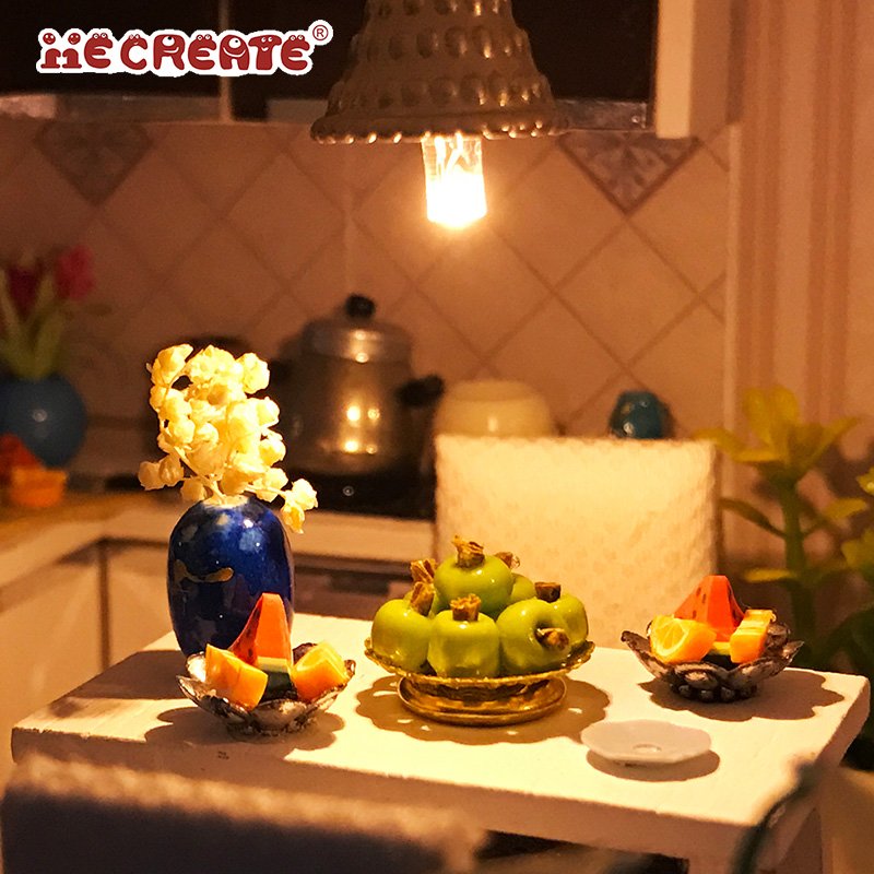IIECREATE Handmade Furniture House Toys K-036 Florence 3D Wooden Puzzle DIY Educational Miniature Doll House With Light