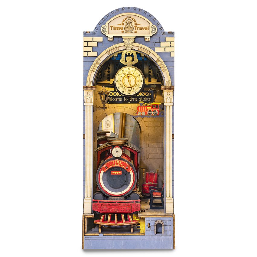 Robotime Rolife US Warehouse 3D Wooden DIY Miniature House Book End TGB04 Time Travel Assemble Toys Bookends
