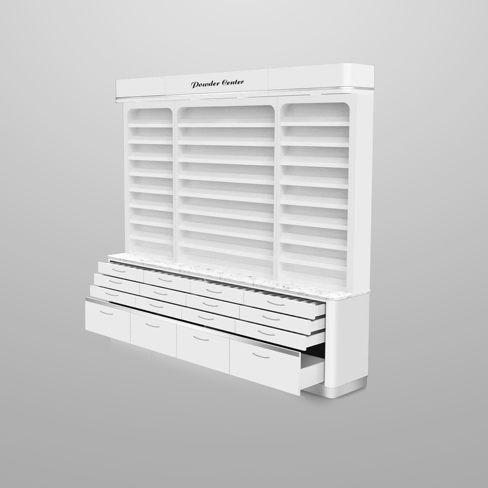 Salon counter top with led lights book color chart for retail store shop shelves cosmetic shelf display stand nail polish racks