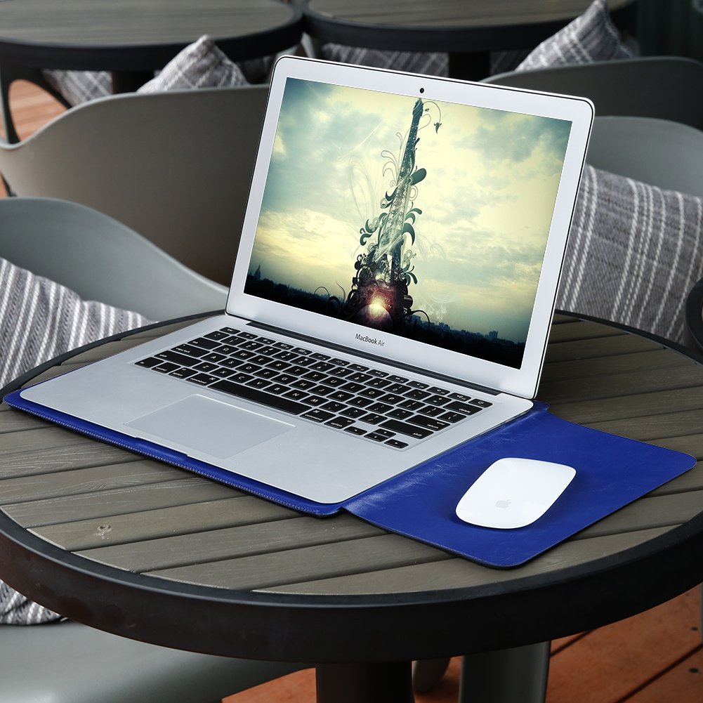 High Quality Color Multi Functional Office Notebook Protective Bag 13 inch Laptop Sleeve 15 inch Leather Case With Desk Mat