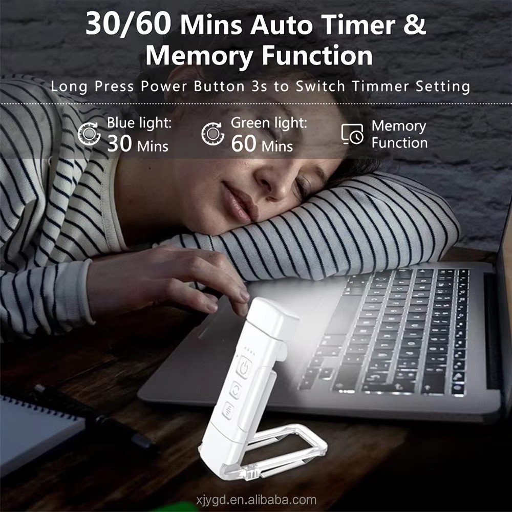 Mini LED Book Light USB Rechargeable Eye Protection Reading Light Portable 3 Colors 5-Level Brightness Bookmark Night Lamp