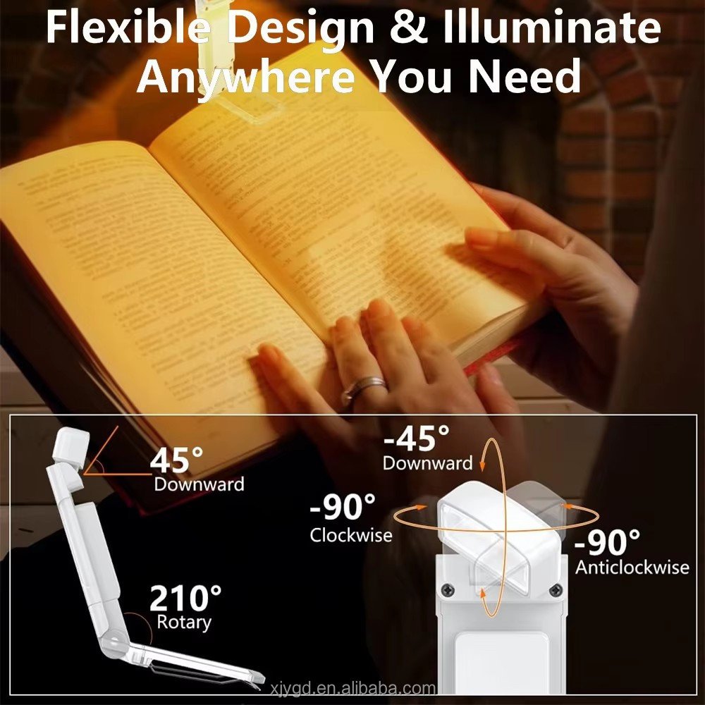 Mini LED Book Light USB Rechargeable Eye Protection Reading Light Portable 3 Colors 5-Level Brightness Bookmark Night Lamp