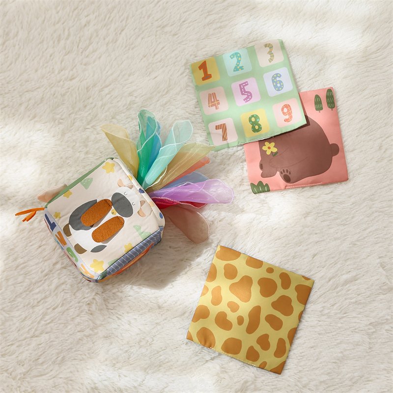 Unisex Early Education Baby Cloth Book Toy Box Simulation Sensory Wrinkle Tear-Resistant Tissue Light Function Sound Paper Books