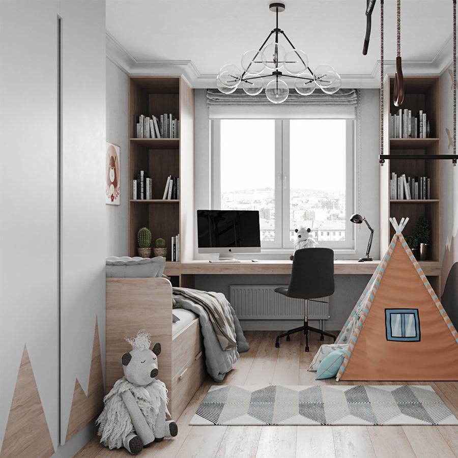 Modern Children's Room Stickers Wood Cabinet Design for Decorating and Lighting Kids' Rooms