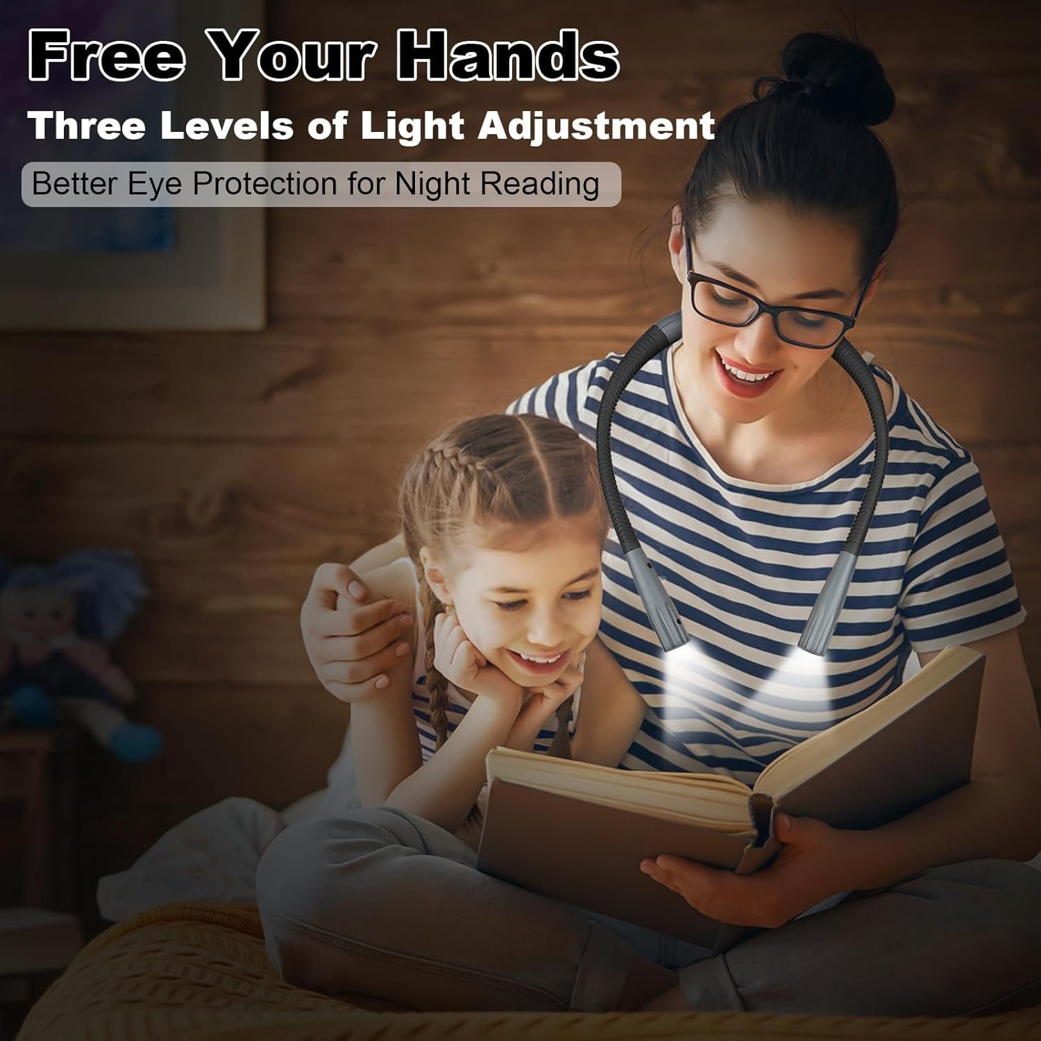 Neck Reading Lamp Book, Book Lamp Rechargeable Bendable Arms Reading Lamp Good for Reading Repairing