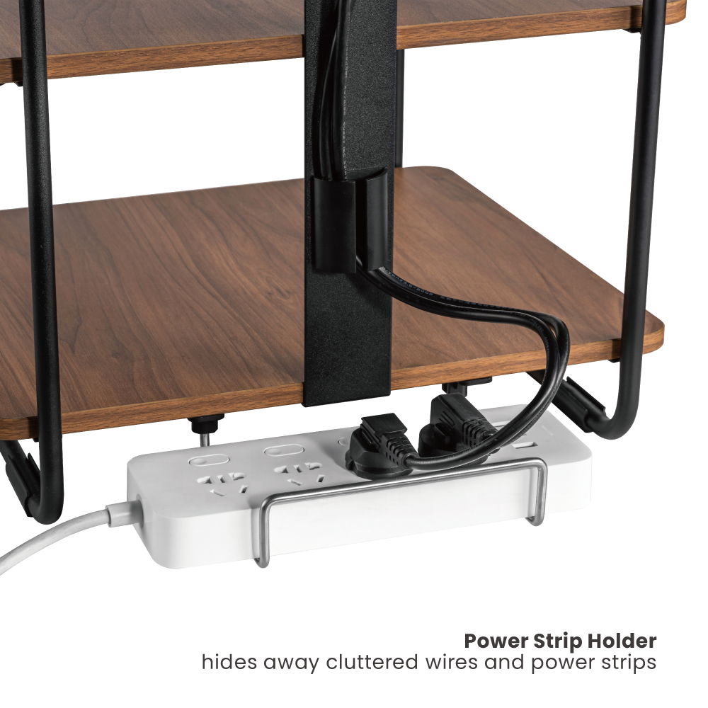 SFR-04 3-Tier Industrial Style Storage Rack AV Media Stand Corner Shelf Wood Shelves for TV Xbox PS5