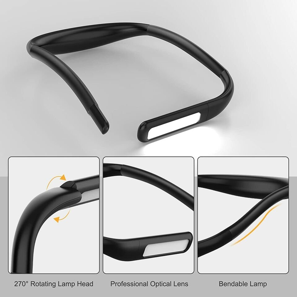 LED neck reading light Book light for reading in bed 3 brightness adjustable rechargeable durable suitable for reading braiding