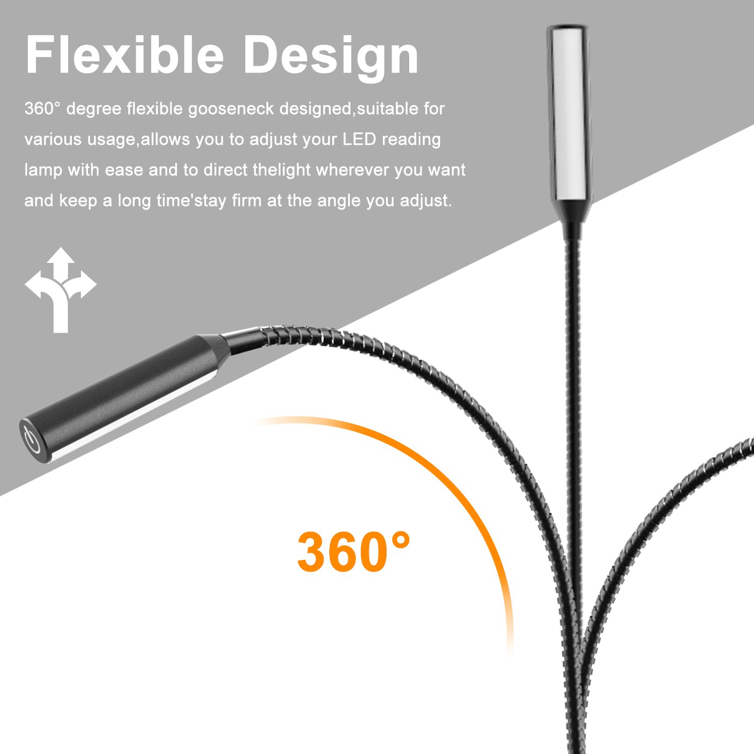 VST Flexible Gooseneck Bedside Lamp DC 12V Book Light Led Reading Desk Lamp Bed Lamp Light