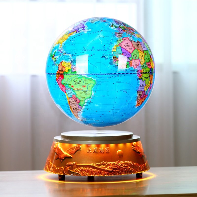 2024 12 inch 30cm Book design base Magnetic Levitating Floating and rotating World Map English globe with white LED light