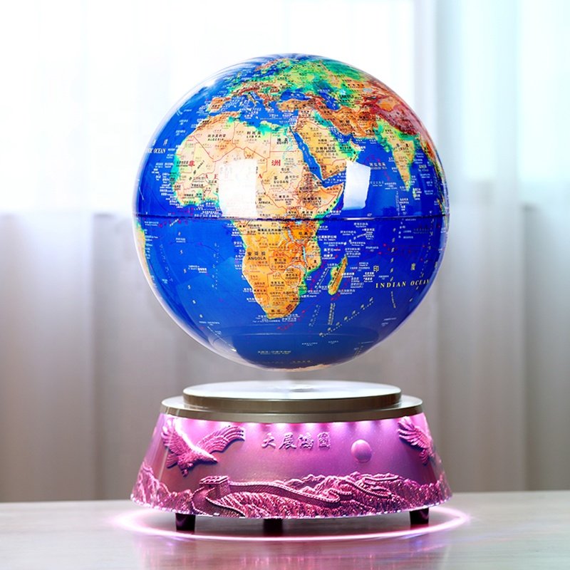 2024 12 inch 30cm Book design base Magnetic Levitating Floating and rotating World Map English globe with white LED light