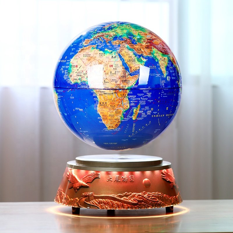 2024 12 inch 30cm Book design base Magnetic Levitating Floating and rotating World Map English globe with white LED light