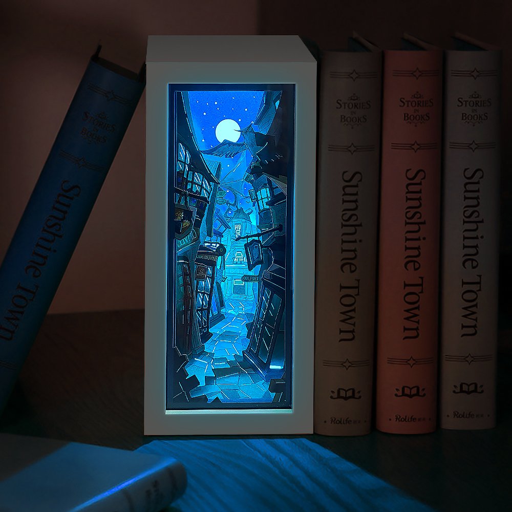 Customized Diagonalley Anime Paper Carving Lamp 3D Led Night Light Shadow Box Framed Laser Cut Paper Art Anime Bookends