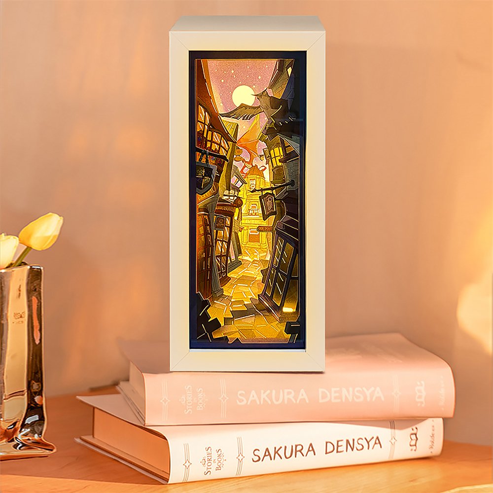 Customized Diagonalley Anime Paper Carving Lamp 3D Led Night Light Shadow Box Framed Laser Cut Paper Art Anime Bookends