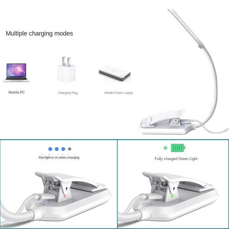 LED eye protection book reading light USB charging reading music score clip lamp
