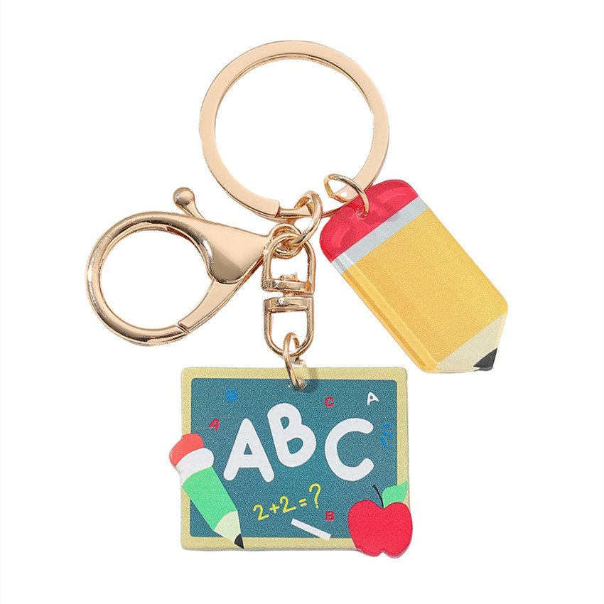 Teachers' Day Gift Book Apple Blackboard Notebook Pencil Pendant Keychain for Women Teacher Hainon 1619