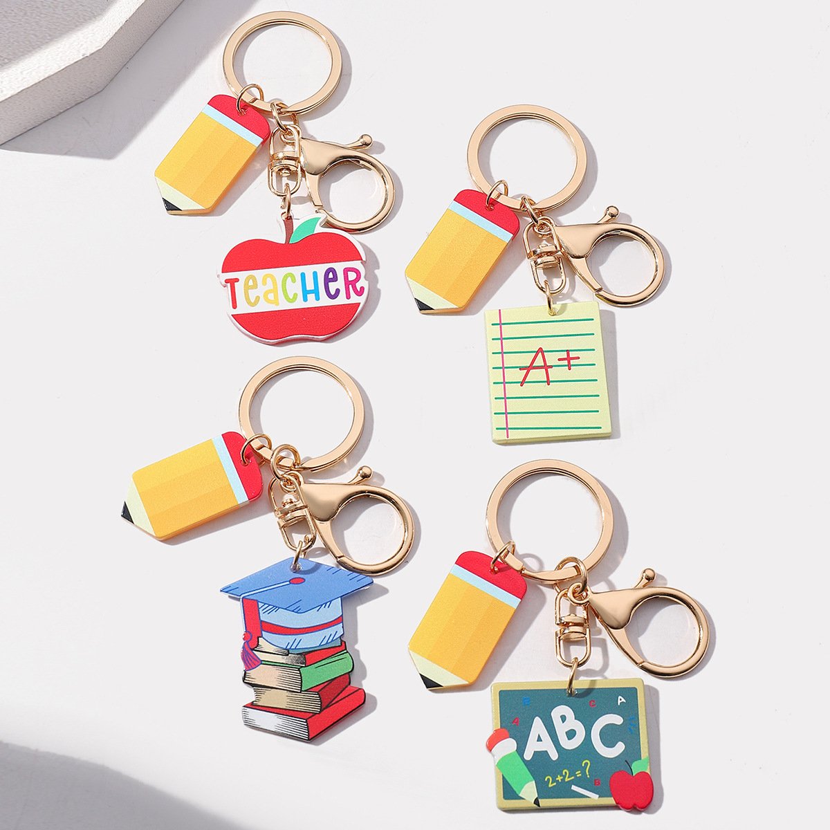 Teachers' Day Gift Book Apple Blackboard Notebook Pencil Pendant Keychain for Women Teacher Hainon 1619