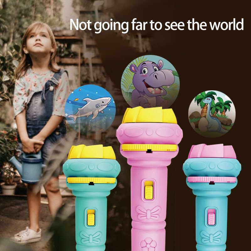 Baby Sleeping Flashlight Lights Up Toys Projector Cartoon Torch Lamp Education Cognitive Animals creative Toys for kids