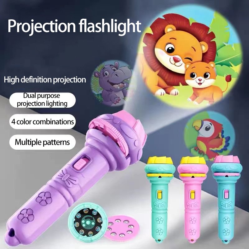 Baby Sleeping Flashlight Lights Up Toys Projector Cartoon Torch Lamp Education Cognitive Animals creative Toys for kids