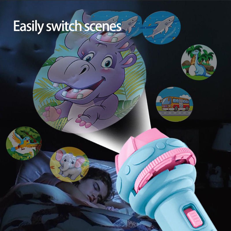 Baby Sleeping Flashlight Lights Up Toys Projector Cartoon Torch Lamp Education Cognitive Animals creative Toys for kids