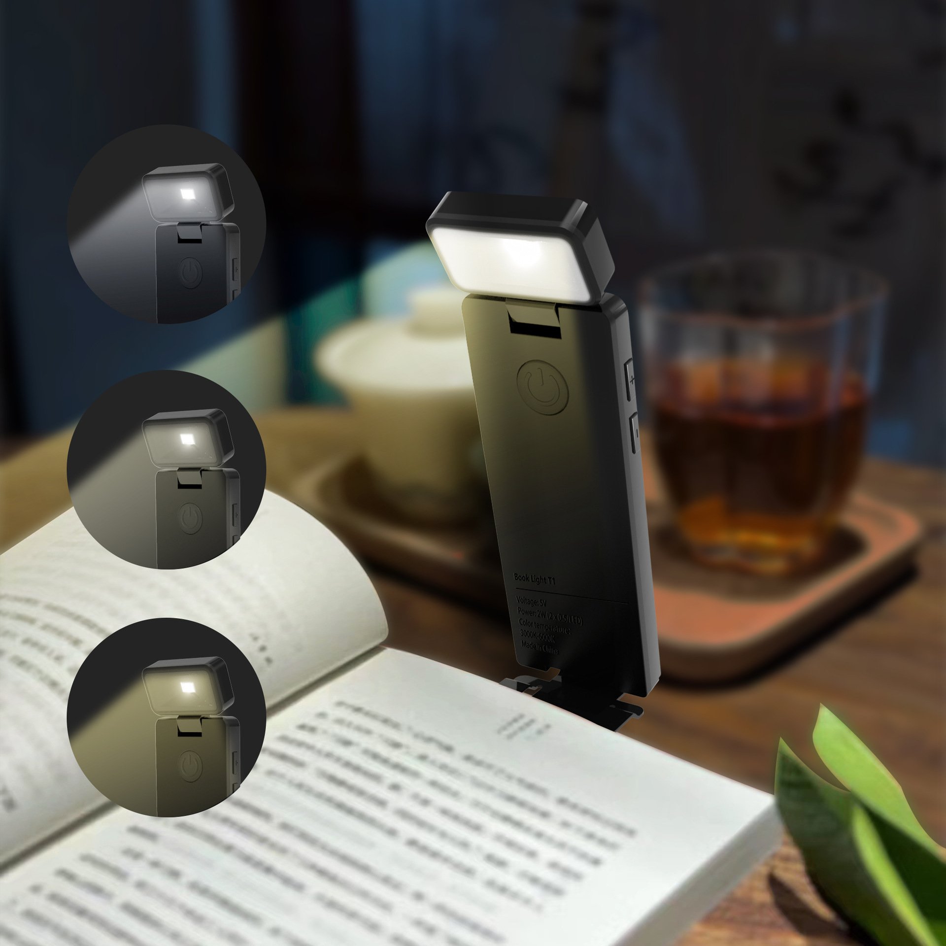 Flexible LED Bookmark Light for Book Reading USB rechargeable White Shade for Reading Room