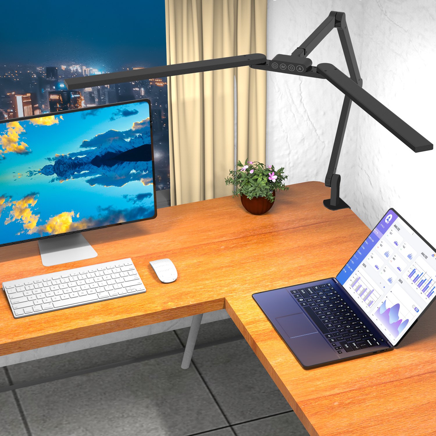 95cm Long Computer Task Lamp Eye-Caring Led Learning Desk LampSwing Arm Table Lamp,Desk Lamp for Home Office