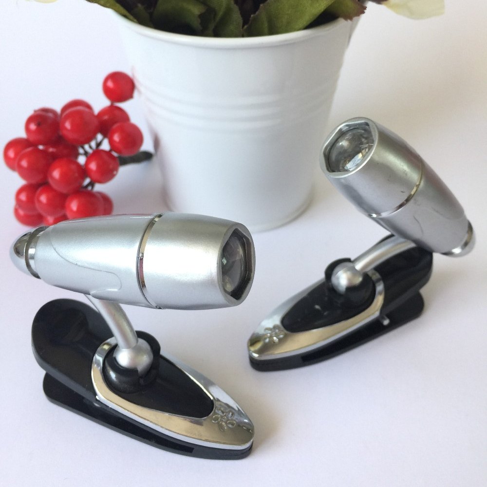 Bullet LED book light, Adjustable Clip On Book Reading Light Table Lamp Plastic