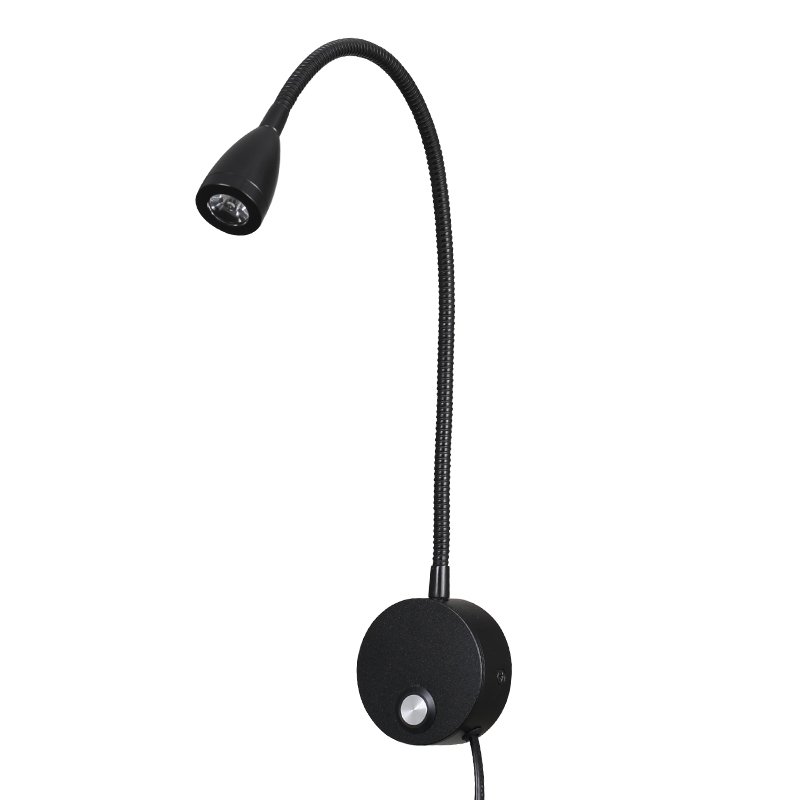 3W LED Wall Mount Bedside Wall Sconces Wth Touch Switch Book Light for Reading in Bed Black/Silver Flexible LED Reading Lamps