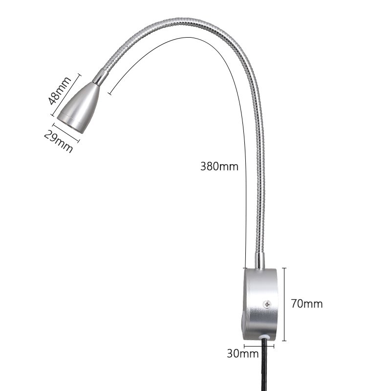 3W LED Wall Mount Bedside Wall Sconces Wth Touch Switch Book Light for Reading in Bed Black/Silver Flexible LED Reading Lamps