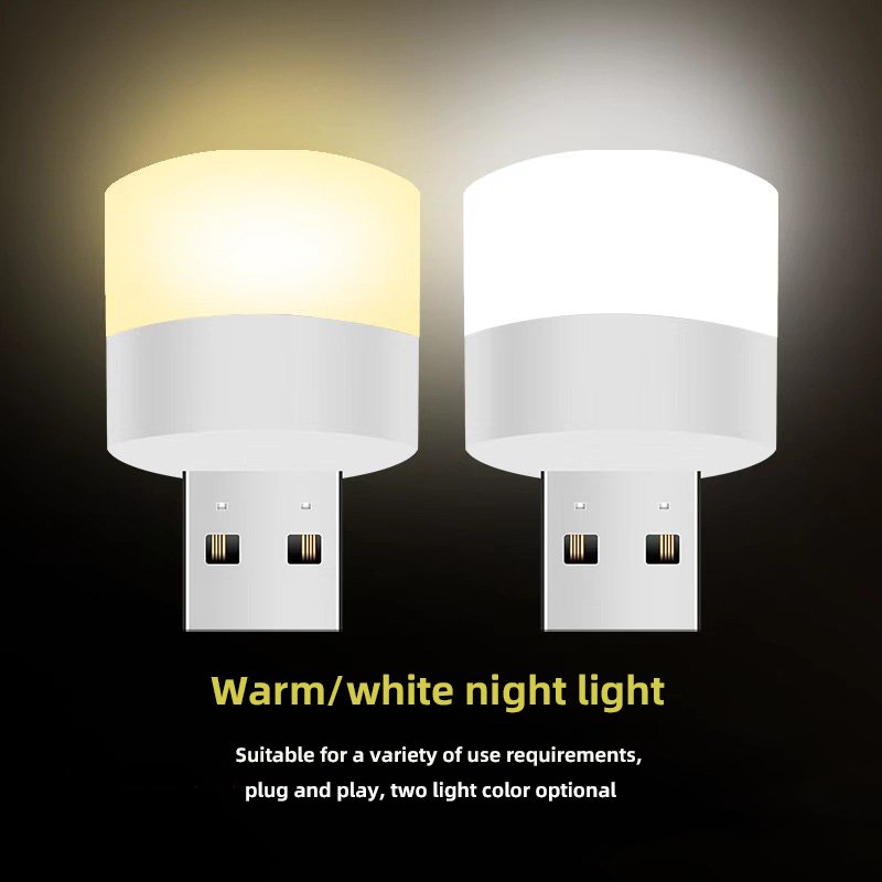USB Gadgets LED Eye Protection Reading Light USB Plug Lamp Mobile Power Charging Small Book Lamp Small Round Light Night Light
