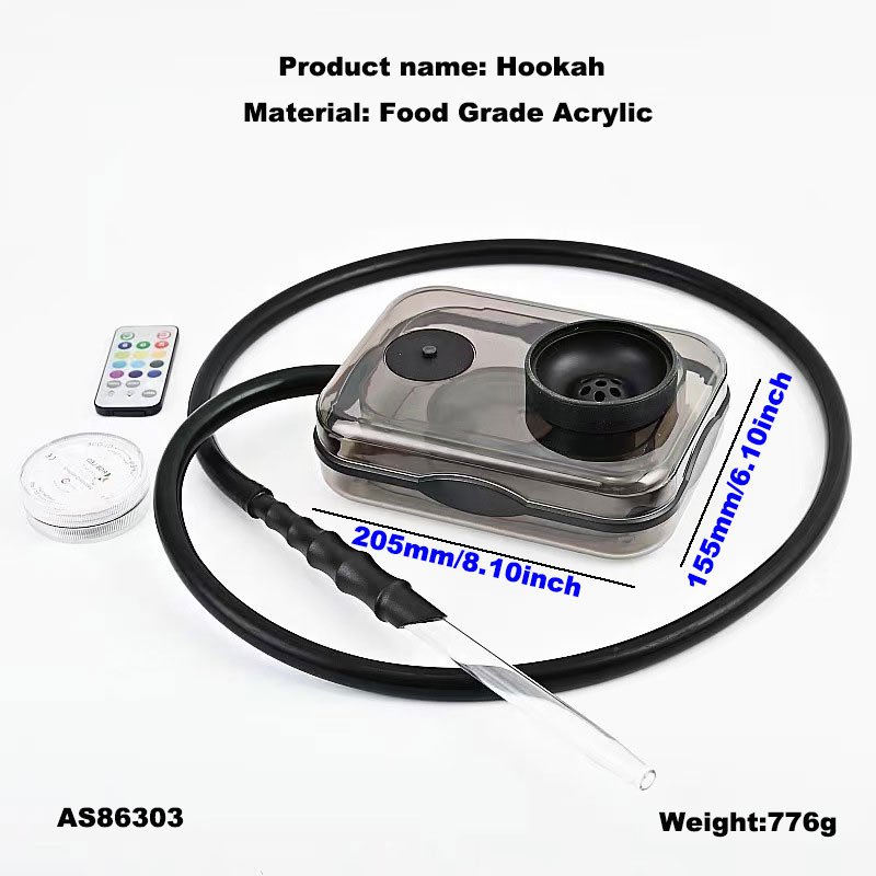 NEW Design LED Book Hookah Cheap Custom Acrylic Sheesha Portable Travel Hubble-bubble Chicha Clear Acrylic Book Shisha