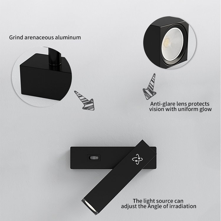 Modern simple LED wall lamp bedroom bedside lamp living room hotel exhibition hall with switch reading wall lamp