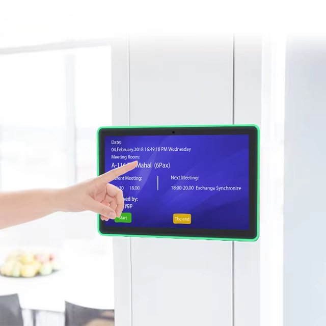 Wall mount touch screen display POE power LED Light Bar Booking System Conference Android Meeting room tablet