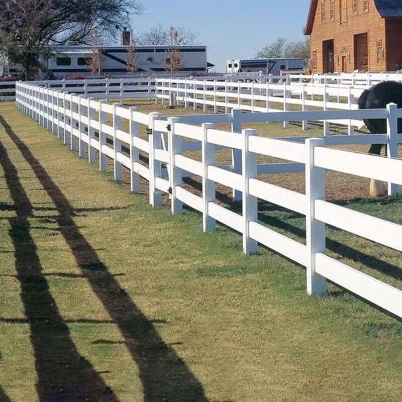 3 Rail Vinyl Fence Pvc Plastic Privacy Fence Rail White Pvc Horse Farm 3 Rail Pvc Fence