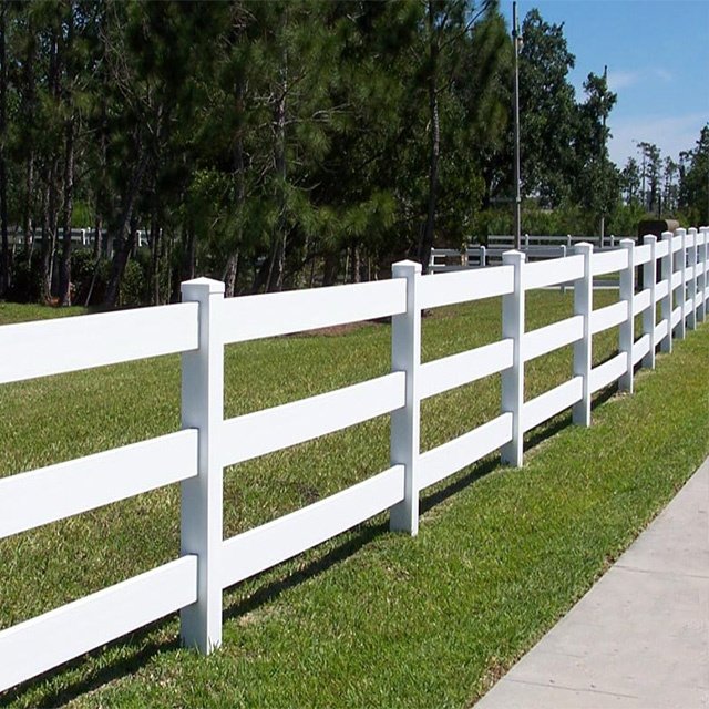 3 Rail Vinyl Fence Pvc Plastic Privacy Fence Rail White Pvc Horse Farm 3 Rail Pvc Fence