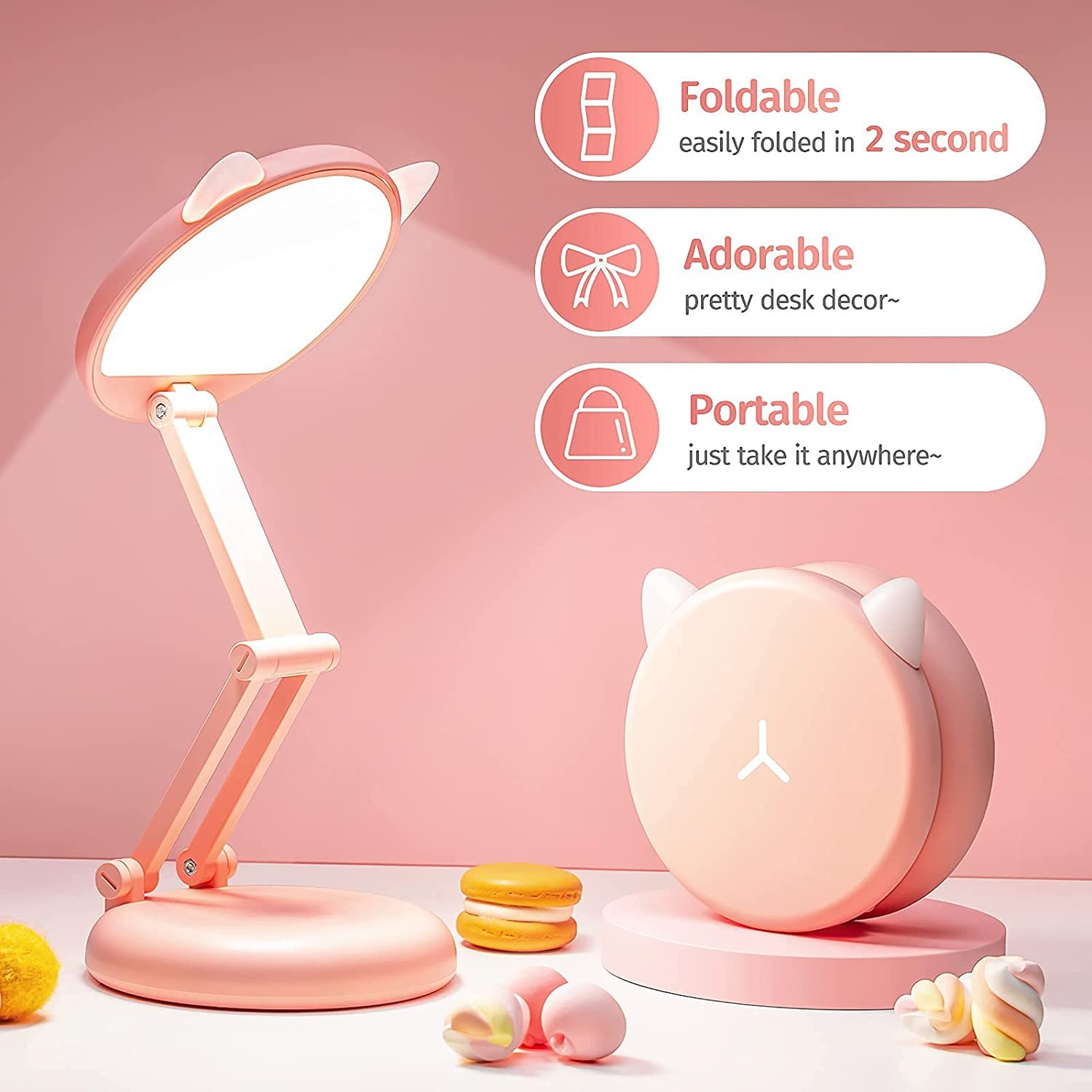 Kanlong Foldable and Portable 8 Brightness Cute Lamp Cat Lamp for Room Decor