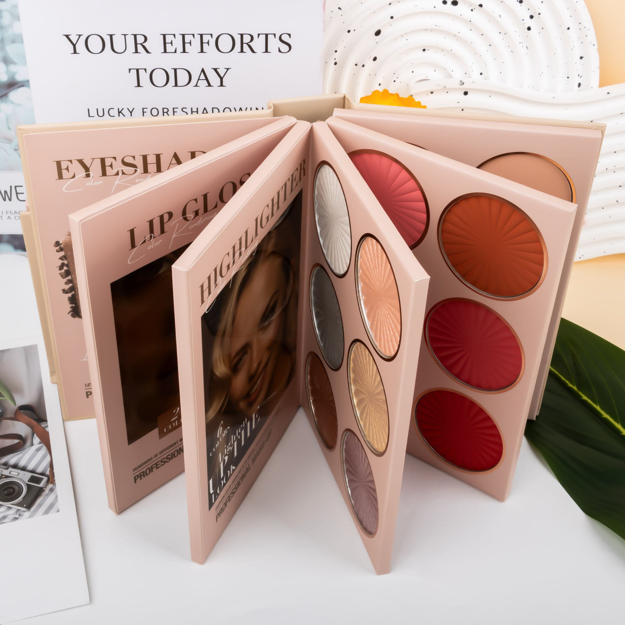5-Layer Book-Style Foldable Makeup Palette Set Portable & Long-Lasting Contour Blush Highlight Eyeshadow Lipstick