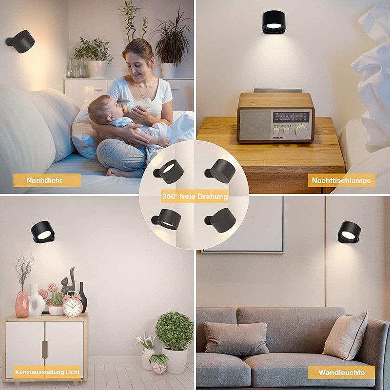 USB charging LED Bedside reading book light Charging Portable touch adjustable magnetic cabinet light