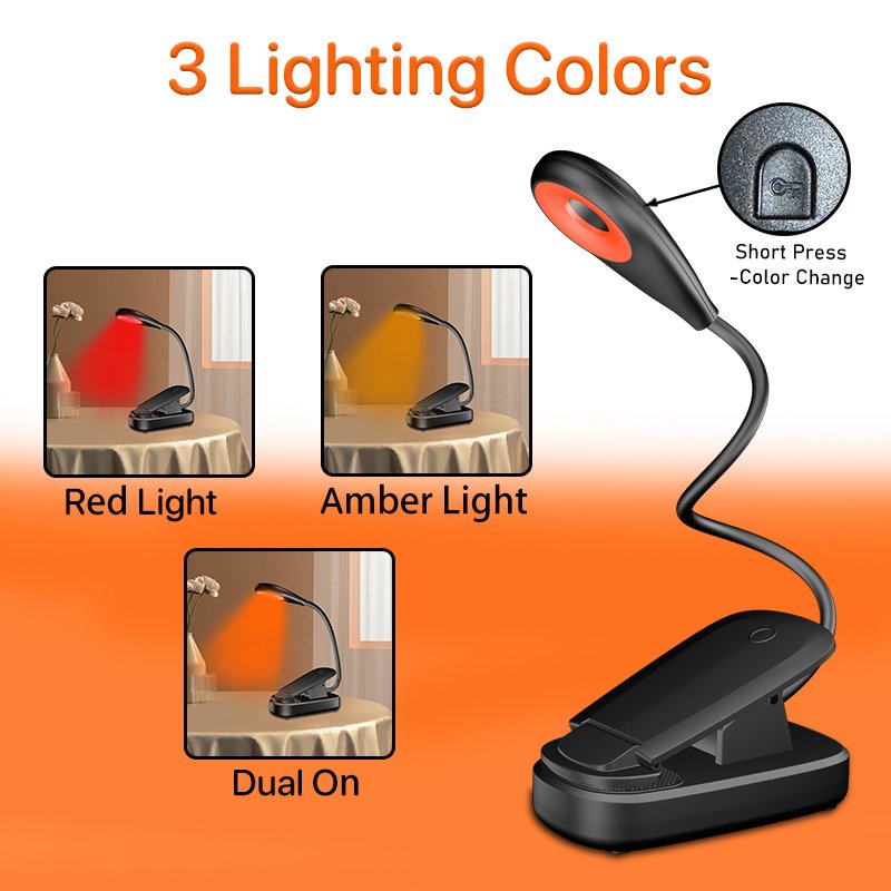 Red Amber Dual On Smart led night light charging Reading light bedside lamp Switch Control book lamp