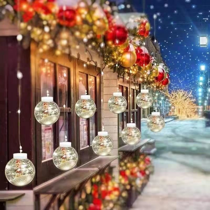 Romantic Indoor/Outdoor Christmas Decorative Lights DIY Santa Claus Snowman Window Curtain Wishing Ball Fairy String Light