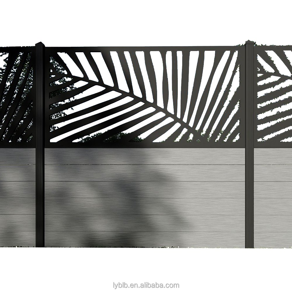 4x4 8ft 10 Ft WPC Composite Fence Post with Base Plate Solar LED Lights Black Aluminum Deck Railing Wooden Cap Welded Technique