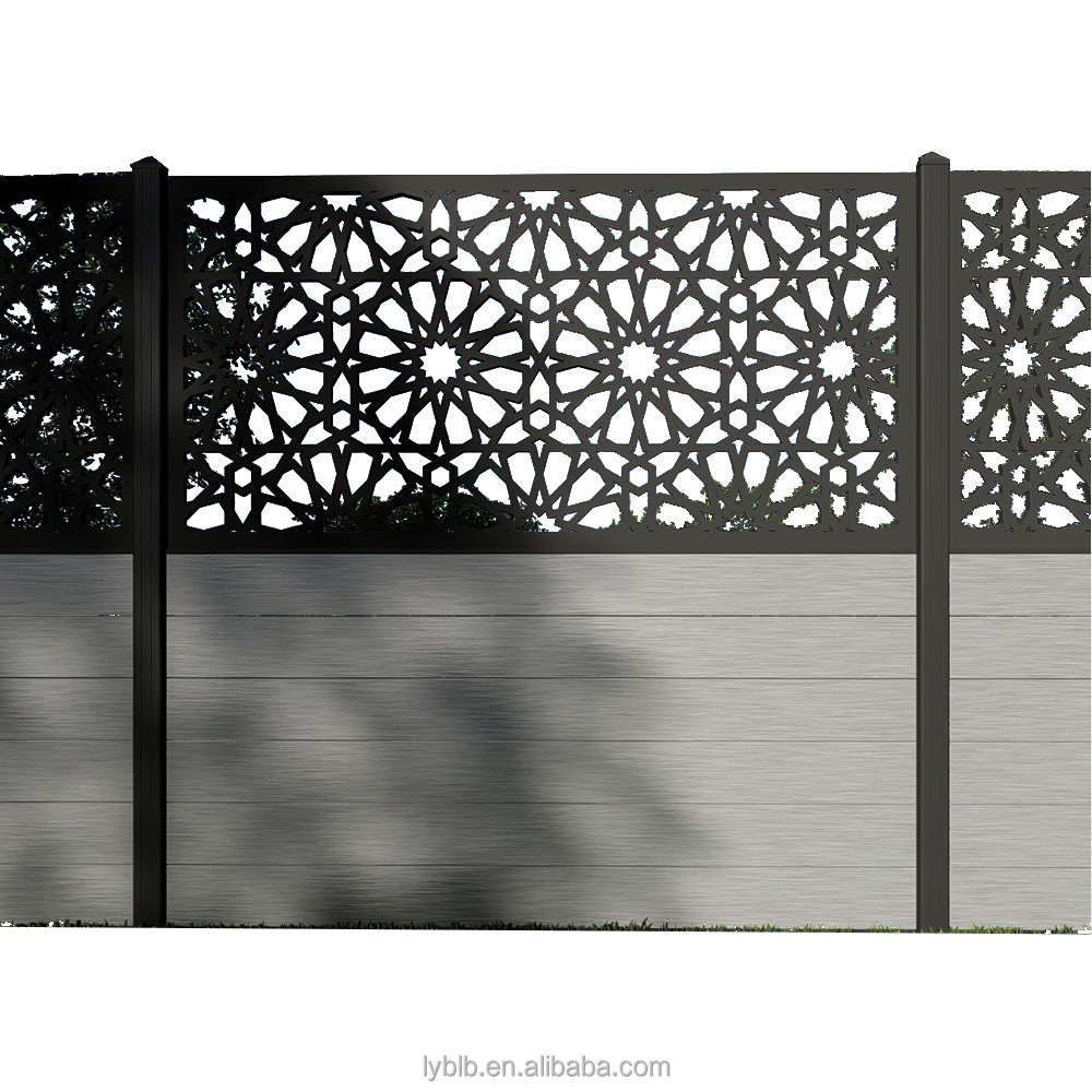 4x4 8ft 10 Ft WPC Composite Fence Post with Base Plate Solar LED Lights Black Aluminum Deck Railing Wooden Cap Welded Technique