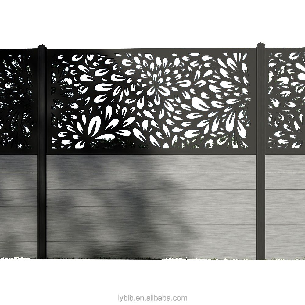 4x4 8ft 10 Ft WPC Composite Fence Post with Base Plate Solar LED Lights Black Aluminum Deck Railing Wooden Cap Welded Technique